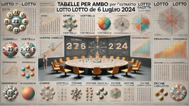 Tabelle per Ambo per l'Estrazione Lotto del 06/07/2024
