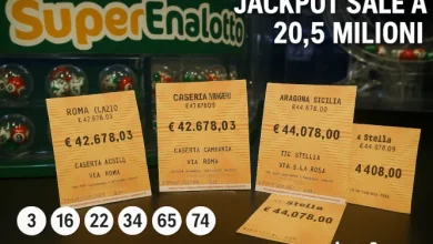 SuperEnalotto: jackpot sale a 20,5 milioni