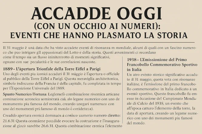 Almanacco e Numeri del Giorno: 31 Maggio 2025 7 Almanacco e Numeri del Giorno: 31 Maggio 2025