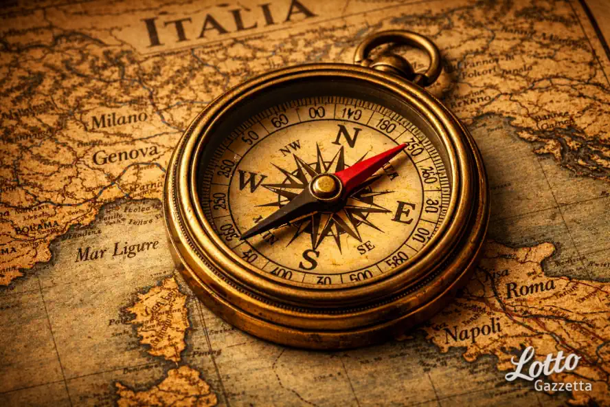 Doppio Ambetto, Record Storici su Genova e Milano 6 Il Consiglio del Giorno di Gino Pinna: Doppio Ambetto, Record Storici su Genova e Milano - Bussola antica che punta su Genova per indicare la ruota principale.