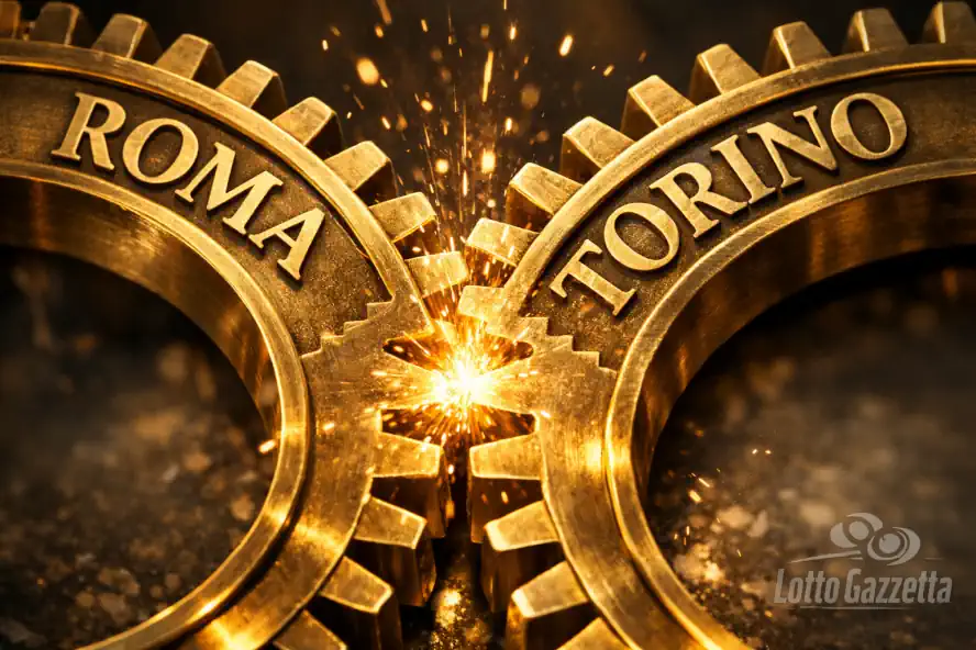 Analisi Lotto 13/01/2026: Lente del Saggio-Isotopia Gemella 8 Analisi Lotto 13/01/2026 ingranaggi dorati ruote Roma e Torino isotopia