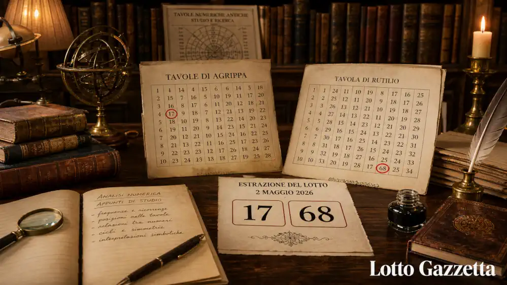 Tavole di Agrippa Lotto: il 17 chiama il 68