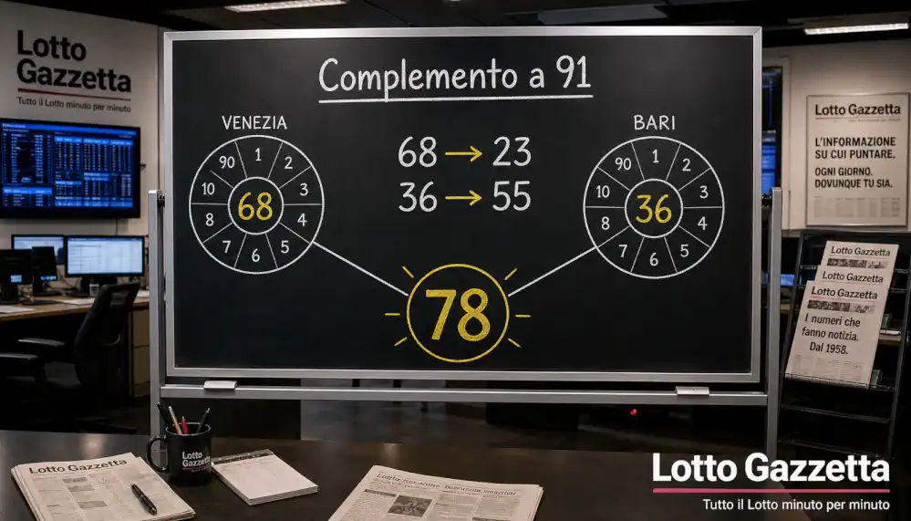 Complemento a 91 Lotto: chiusura su 78 6 Complemento a 91 Lotto: chiusura su 78