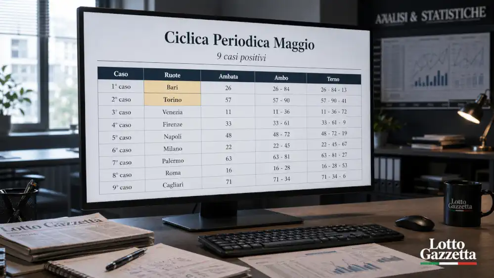 Ciclica Periodica Maggio: 9 casi totali e 9 positivi 8 Ciclica Periodica Maggio: 9 casi totali e 9 positivi