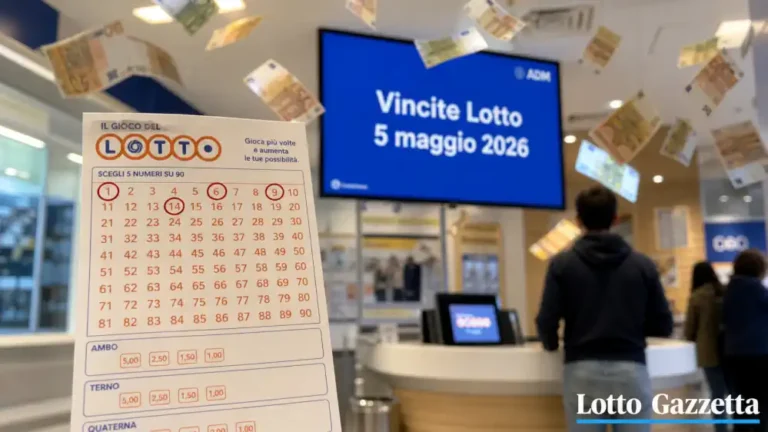 Vincite Lotto 5 maggio 2026: Veneto da record 5 Vincite Lotto 5 maggio 2026: Veneto da record