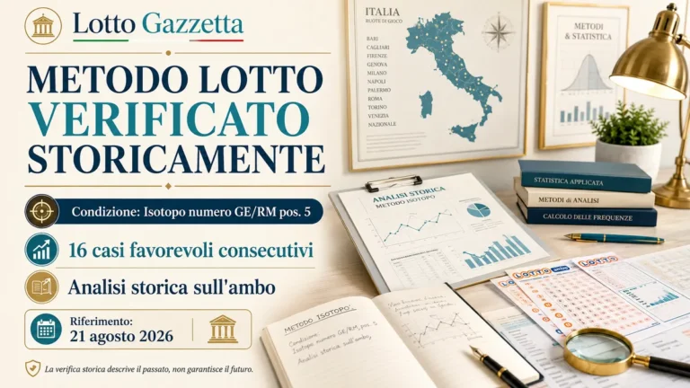 Un Metodo Lotto verificato storicamente: quando la verifica incontra la prudenza 2 Un Metodo Lotto verificato storicamente: quando la verifica incontra la prudenza