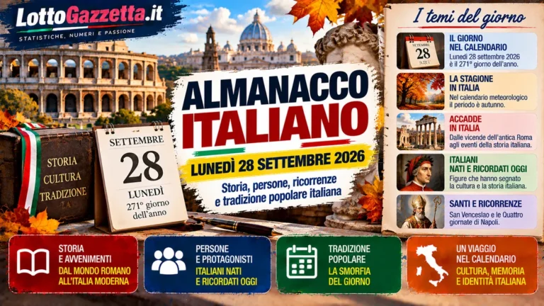 Almanacco italiano del 28 settembre 2026: memoria e autunno