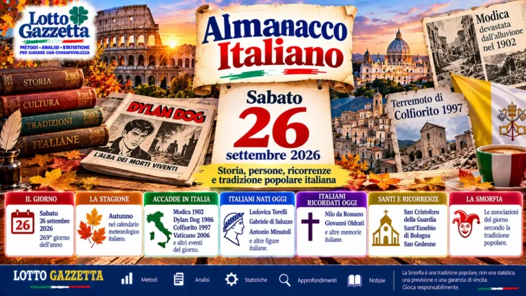 Almanacco italiano del 26 settembre 2026, tra memoria e stagione