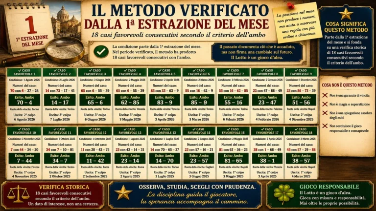 Metodo verificato dalla 1ª estrazione del mese: la forza della regolarità 3 Metodo verificato dalla 1ª estrazione del mese: la forza della regolarità