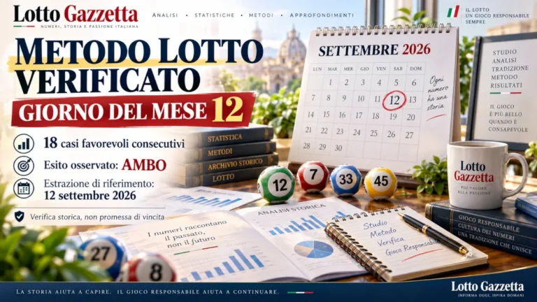 Metodo del Lotto verificato con il giorno del mese: la condizione del 12