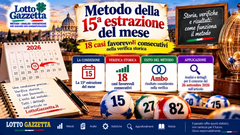Metodo della 15ª estrazione del mese: una verifica storica da leggere con prudenza