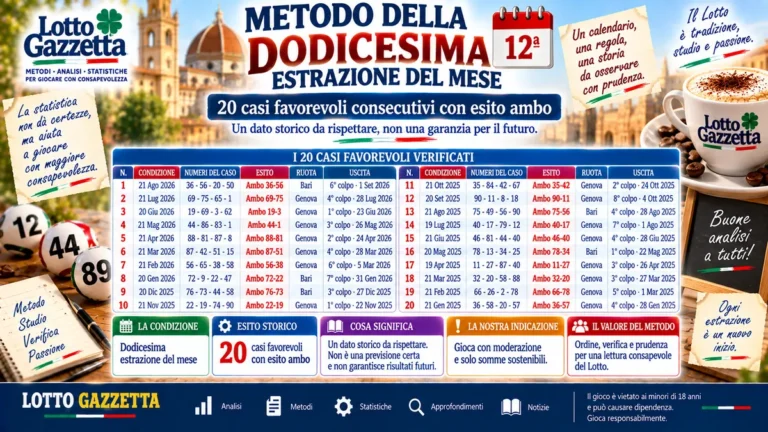 Metodo della dodicesima estrazione del mese: la verifica che conta 2 Metodo della dodicesima estrazione del mese: la verifica che conta
