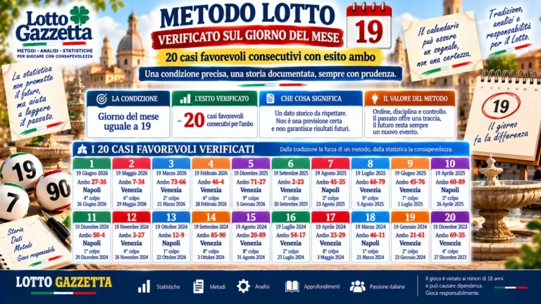 Metodo Lotto verificato sul giorno del mese: la memoria prima della promessa