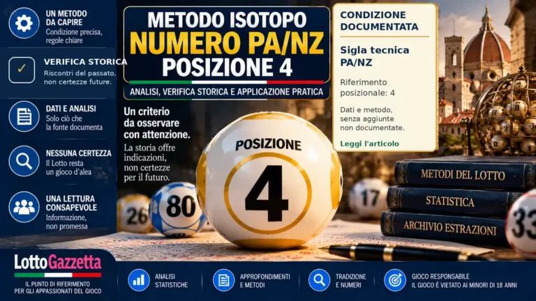 Il metodo Isotopo numero PA/NZ posizione 4 e la forza discreta della verifica storica 5 Il metodo Isotopo numero PA/NZ posizione 4 e la forza discreta della verifica storica