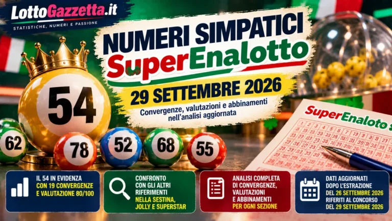 Numeri simpatici SuperEnalotto del 29 settembre 2026: come leggere il segnale