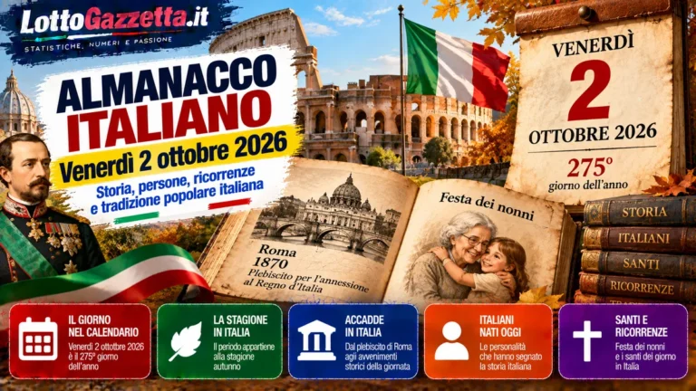 Almanacco italiano del 2 ottobre 2026: memoria e calendario