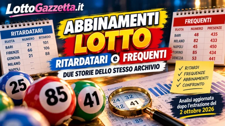 Abbinamenti Lotto tra ritardatari e frequenti: leggere l’archivio senza inseguire il caso
