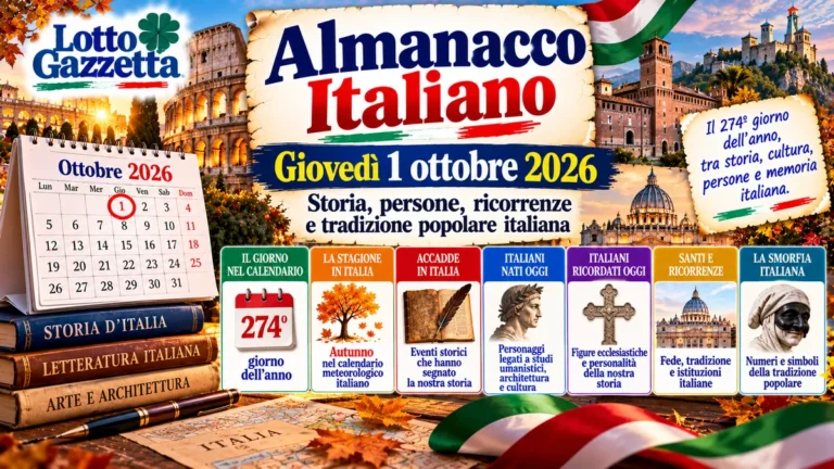 Almanacco italiano, giovedì 1 ottobre 2026: memoria e ricorrenze