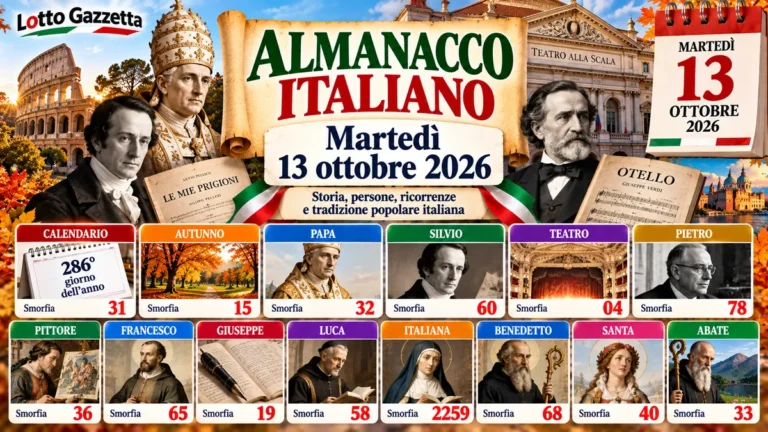 Almanacco italiano del 13 ottobre 2026: memoria, arte e ricorrenze 1 Almanacco italiano del 13 ottobre 2026: memoria, arte e ricorrenze