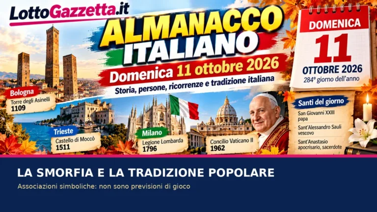 Almanacco italiano, domenica 11 ottobre 2026: memoria e segni 2 Almanacco italiano, domenica 11 ottobre 2026: memoria e segni
