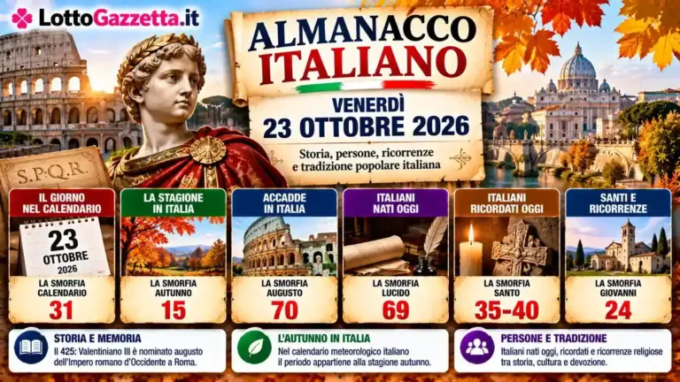 Almanacco italiano del 23 ottobre 2026: memoria d’autunno