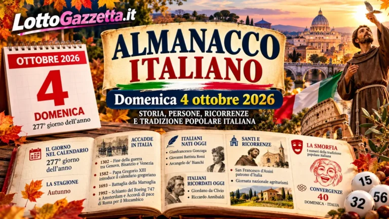 Almanacco italiano del 4 ottobre 2026: memoria, calendario e ricorrenze 1 Almanacco italiano del 4 ottobre 2026: memoria, calendario e ricorrenze