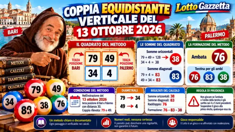 Coppia equidistante verticale del 13 ottobre 2026: il calcolo di Manara