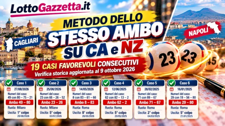 Metodo dello stesso ambo su CA e NZ: quando la verifica storica diventa criterio