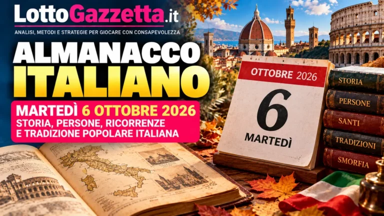 Almanacco italiano del 6 ottobre 2026: memoria, musica e calendario