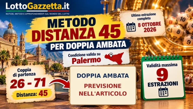 Distanza 45 per doppia ambata: il calcolo trova una condizione valida