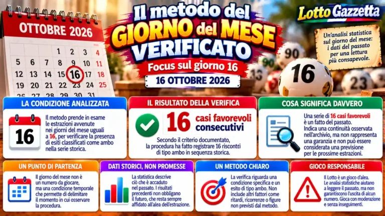 Metodo del giorno del mese verificato: il criterio del 16 ottobre 2026 – 17 Ottobre 2026