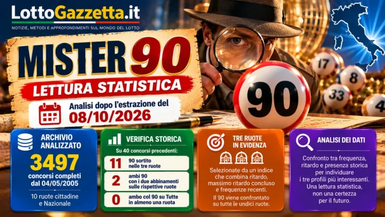 Mister 90 del 08/10/2026: analisi delle ruote e degli abbinamenti