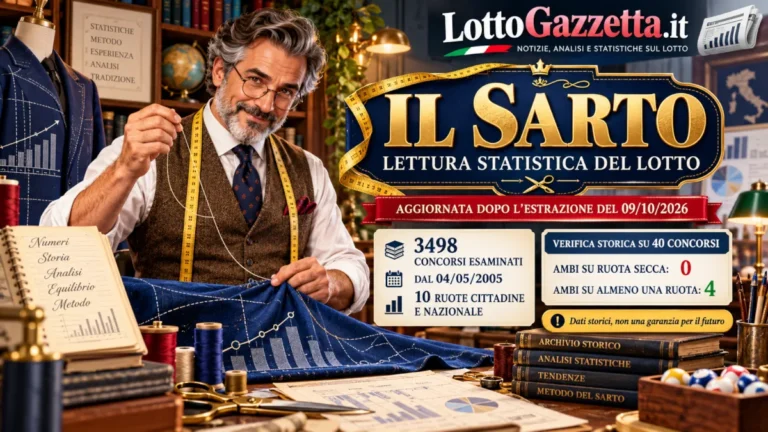 Il Sarto dell’Ambo del 09/10/2026: la scelta su ruota secca e Tutte