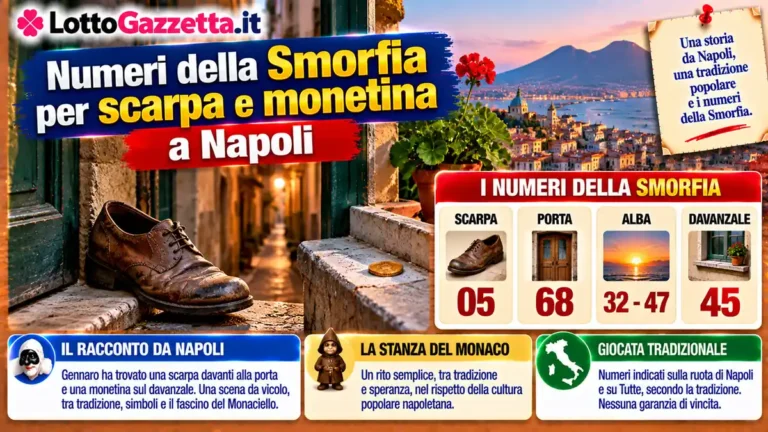 Numeri della Smorfia per scarpa e monetina a Napoli: la lettera di Gennaro del 25 ottobre 2026 2 Numeri della Smorfia per scarpa e monetina a Napoli: la lettera di Gennaro del 25 ottobre 2026