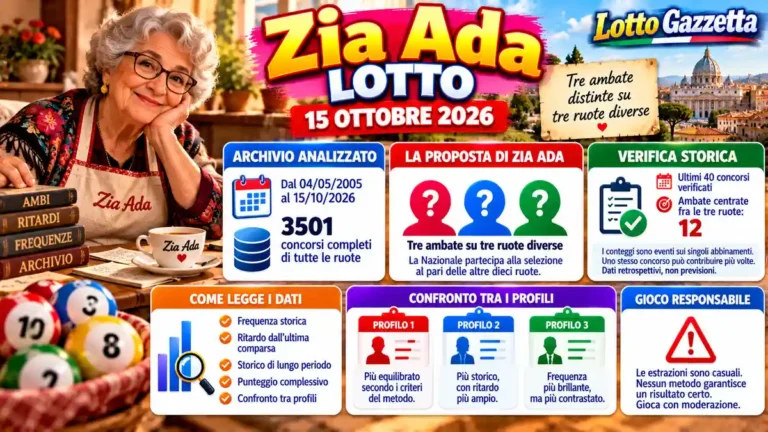 Zia Ada Lotto 15 Ottobre 2026: Personaggi Lotto e tre ambate 4 Zia Ada Lotto 15 Ottobre 2026: Personaggi Lotto e tre ambate