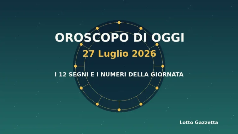 Oroscopo di oggi 27 Luglio 2026: segni, giornata e numeri