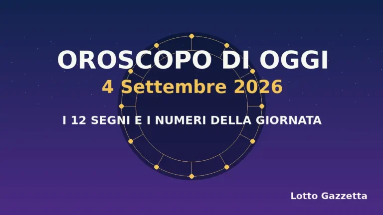 Oroscopo di oggi 4 Settembre 2026: segni, giornata e numeri