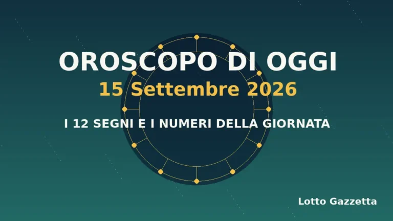 Oroscopo di oggi 15 Settembre 2026: segni, giornata e numeri