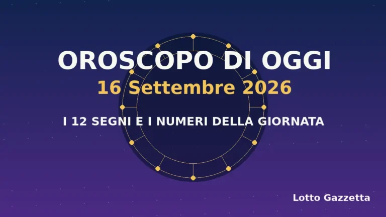 Oroscopo di oggi 16 Settembre 2026: segni, giornata e numeri 2 Oroscopo di oggi 16 Settembre 2026: segni, giornata e numeri