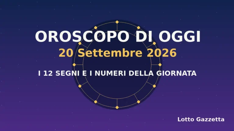 Oroscopo di oggi 20 Settembre 2026: segni, giornata e numeri
