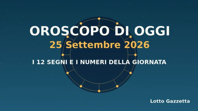 Oroscopo di oggi 25 Settembre 2026: segni, giornata e numeri