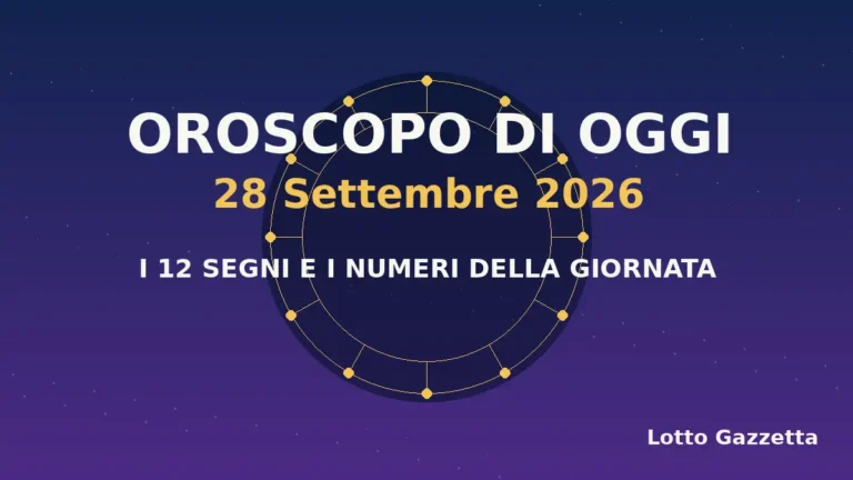 Oroscopo di oggi 28 Settembre 2026: segni, giornata e numeri