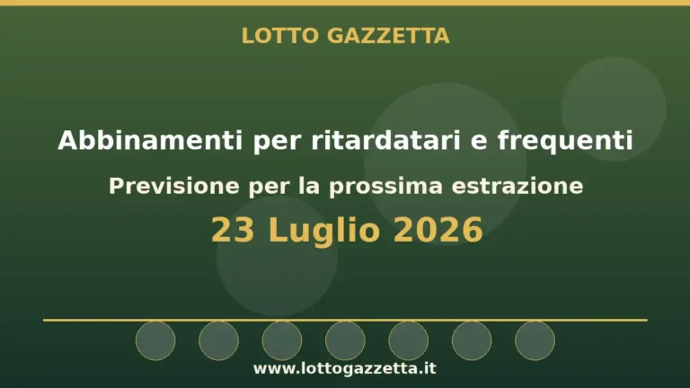 Abbinamenti di ritardatari e frequenti dopo l’estrazione del 23 Luglio 2026 4 Abbinamenti di ritardatari e frequenti dopo l’estrazione del 23 Luglio 2026