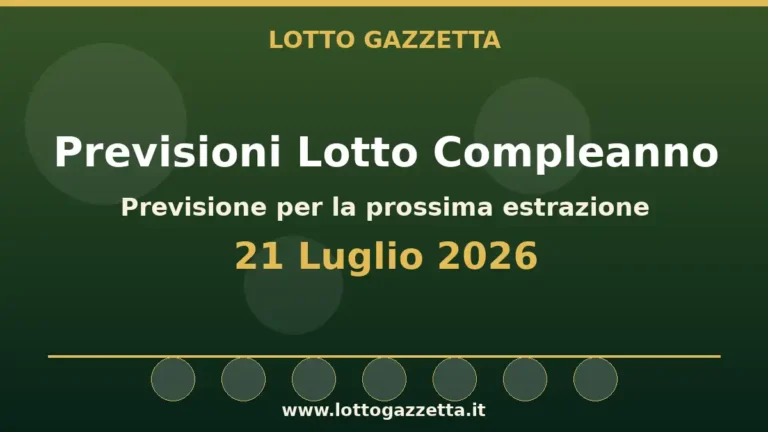 Previsioni Lotto Compleanno per l’estrazione del 21 Luglio 2026 4 Previsioni Lotto Compleanno per l’estrazione del 21 Luglio 2026