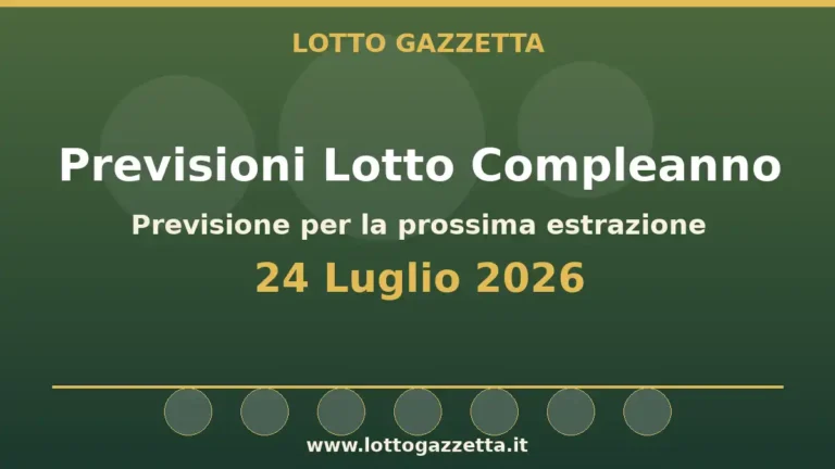 Previsioni Lotto Compleanno per l’estrazione del 24 Luglio 2026 38 Previsioni Lotto Compleanno per l’estrazione del 24 Luglio 2026