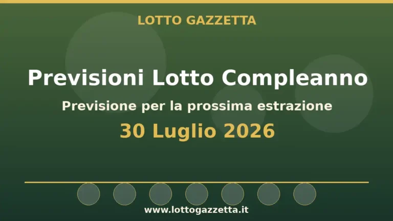 Previsioni Lotto Compleanno per l’estrazione del 30 Luglio 2026
