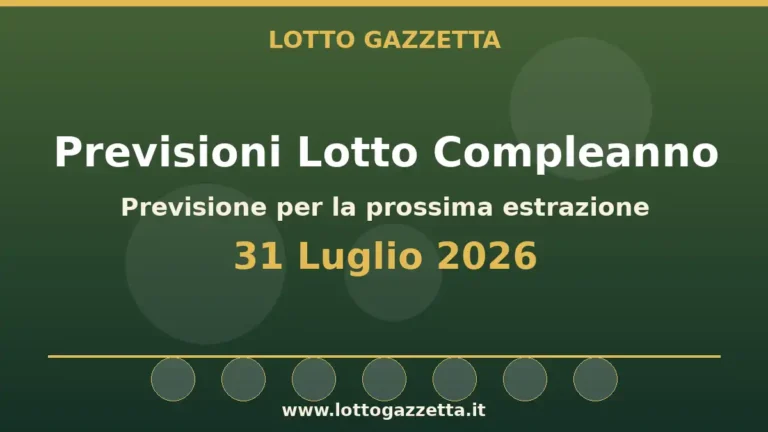 Previsioni Lotto Compleanno per l’estrazione del 31 Luglio 2026