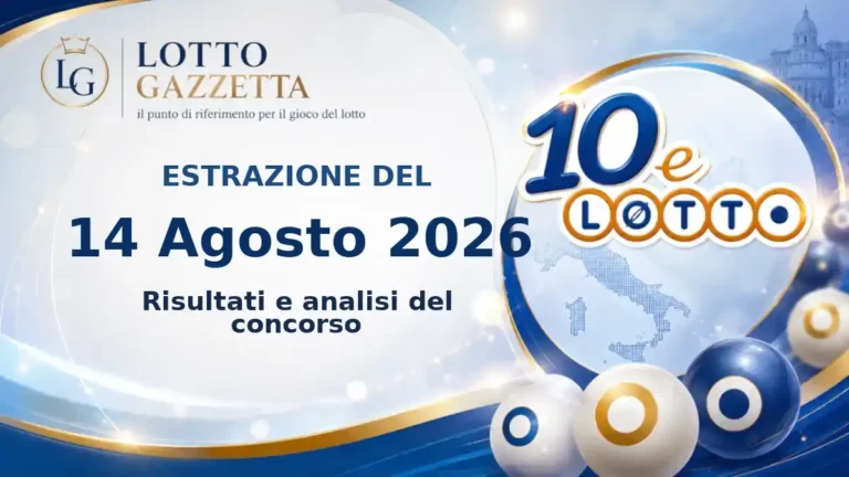 Estrazioni 10eLotto del 14 Agosto 2026: numeri, Oro ed Extra 9 Estrazioni 10eLotto del 14 Agosto 2026: numeri, Oro ed Extra