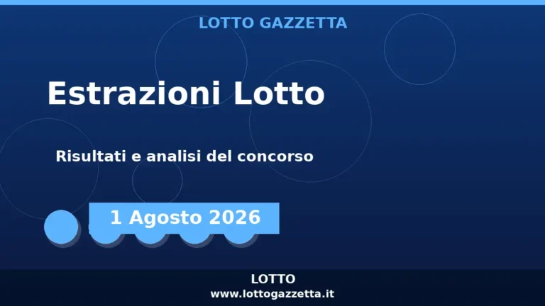 Estrazioni Lotto del 1 Agosto 2026: risultati ruota per ruota 4 Estrazioni Lotto del 1 Agosto 2026: risultati ruota per ruota