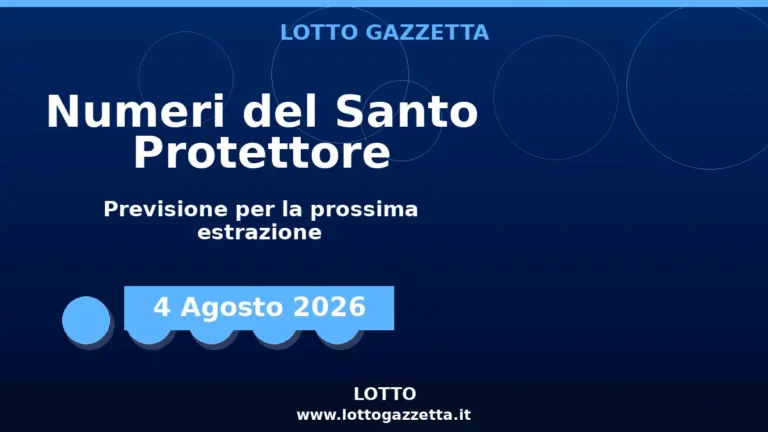 Numeri del Santo Protettore per l’estrazione del 4 Agosto 2026 4 Numeri del Santo Protettore per l’estrazione del 4 Agosto 2026